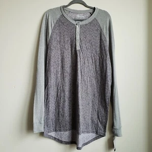 Lularoe Mens Henley Shirt Size XL Heather Gray Mark Raglan Long Sleeve Stars - Picture 1 of 7