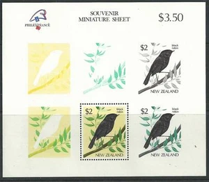 NUEVA ZELANDA, 1989 $2 BLACK ROBIN HOJA MIN PARA PHILEX FRANCE (PÁJARO) MNH - Imagen 1 de 1