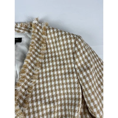 Blazer Tahari ASL Mujer Beige Pata de Gallo Flecos Doble Pecho Talla 14 Foto 1 de 4
