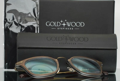 GOLD & WOOD Bora 01.02 Brown Mens Square Full Rim Eyeglasses 47-21-145 B:39 - Image 1 of 4