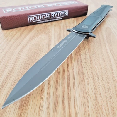 Rough Ryder Folding Knife 5.75" Stainless Steel Blade Green Aluminum Handle - Image 1 of 4