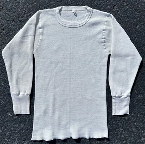 Vintage 50er 60er Fruit Of The Loom Thermo Langarm Waffel Strick Shirt Medium - Bild 1 von 9