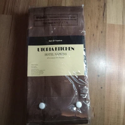 Utopia Kitchen Brown Cloth Napkins [12 Pack, 18x18 Inch] Absorbent Cotton Blend  - Image 1 of 4