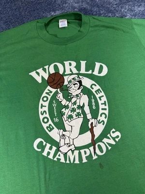 Boston CELTICS Shirt XL 1986 World Champions VINTAGE NBA Basketball Sweet 16 - Image 1 of 4