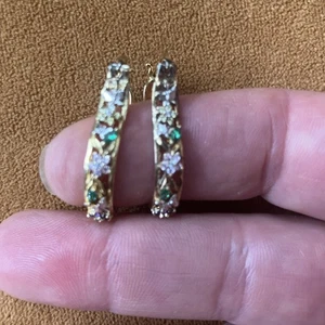 STERLING BGE BRADFORD EXCHANGE GOLD VERMEIL PIERCED STYLE EARRINGS 925 - Picture 1 of 8