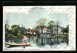Düsseldorf, Schwanenspiegel mit Fischerhäus´chen, Ansichtskarte 1900  - Picture 1 of 2