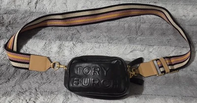 Tory Burch PERRY Mini Bolso de Hombro para Cámara Bandolera Cuero NEGRO Foto 1 de 4