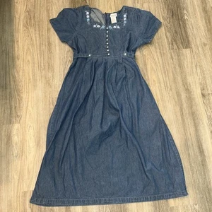 Vintage Basic Edition Kleid XL Blau Chambray Denim Landhaus Prärie Maxi Sommer - Bild 1 von 9