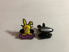 Get 2 Same Shoe Charms - Yellow Happy Bunny Shoe-Doodle SMELL LIKE FEET HAP1011