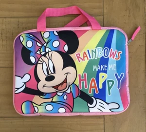 Disney Minnie Mouse Tablet/iPad/Laptop Padded Case Hot Pink Rainbows 13”x10” New - Picture 1 of 2