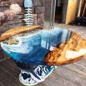 Round Ocean Wave Epoxy Table Handmade Epoxy Coffee Table Made To Order Interior