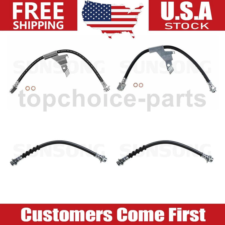 Línea de freno de manguera de freno delantera trasera izquierda y derecha 4 piezas para Oldsmobile 98 1985-1991 Foto 1 de 4