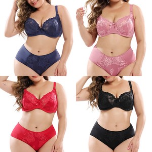 Plus Size Women Underwear Bra And Panties Set Lingerie Push Up Bralette ABCD E F