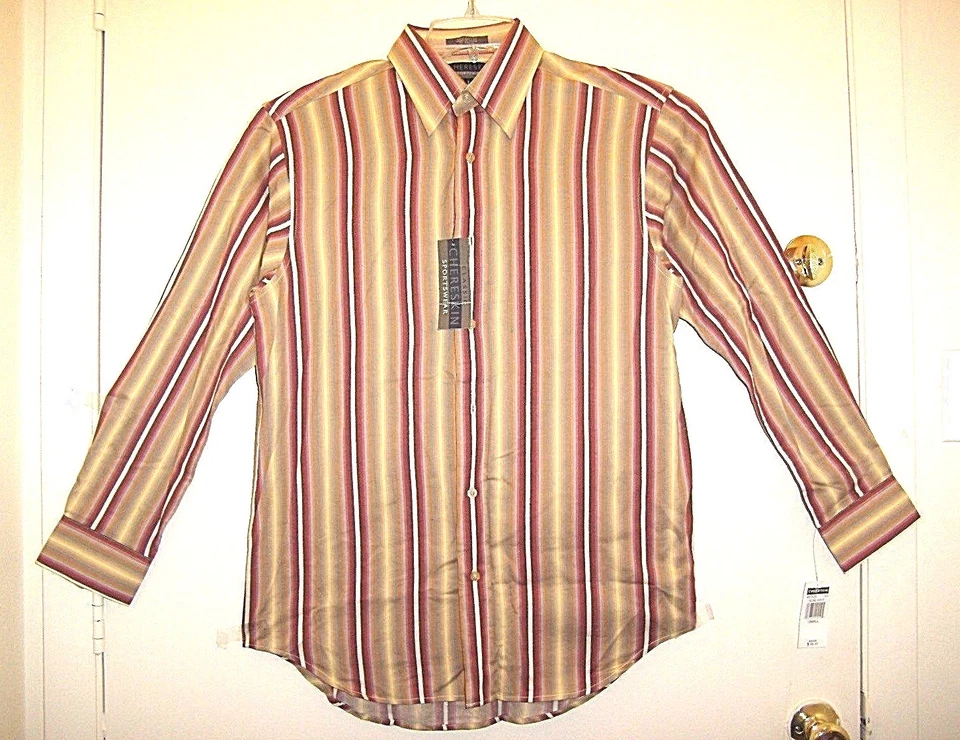  Men's Chereskin Sportswear Button-Up Dressy Long Sleeve Stripe Shirt Sz S $48 - Image 1 of 2