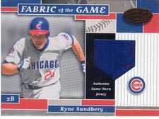2002 Leaf Certified Fabric of the Game Baseball Card #44BA Ryne Sandberg 40 Jsy