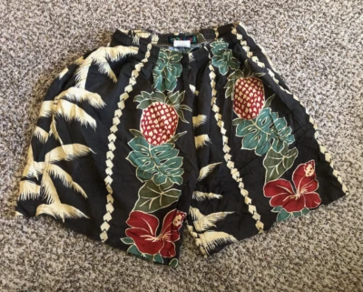 Pantalones Cortos Vintage Jams World Hawaii Para Mujer Pequeños 100% Rayón "Palma Piña" Foto 1 de 4