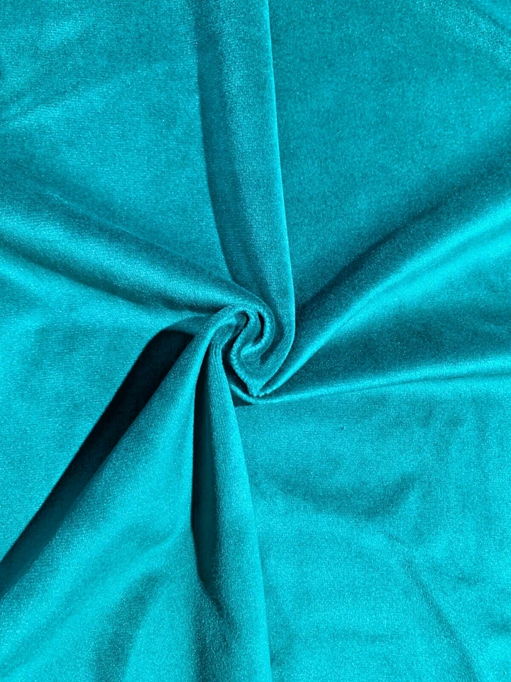 Aqua color  Velvet fabric  57'' length  by the Bulk 55 yards - Image 1 of 3