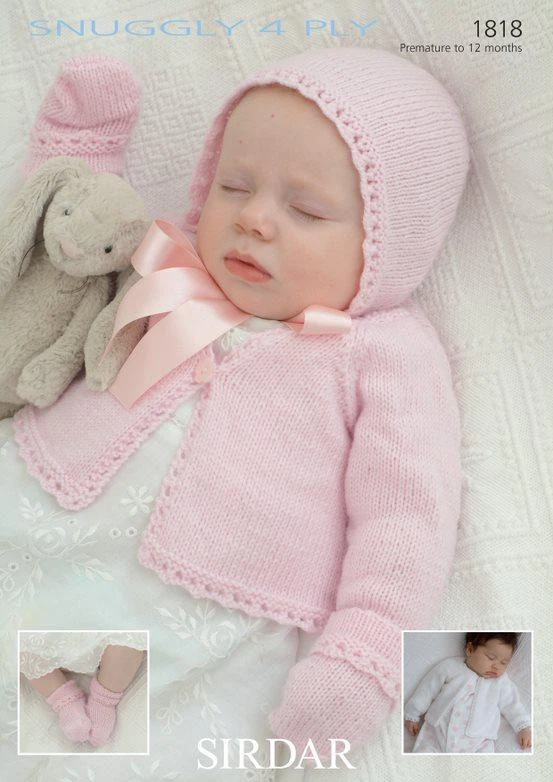 Sirdar Knitting Pattern - Snuggly 4 Ply, Baby Clothes 1818 - Image 1 of 1