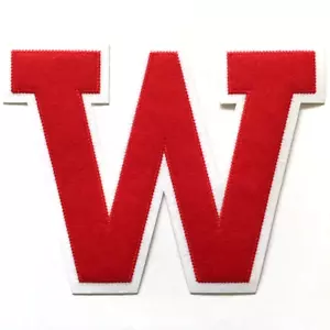 6 Zoll großer roter weißer Block Letterman's Uni Brief mit Filzaufnäher - Bild 1 von 1