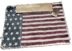 American Flag Stars and Stripes Set of 4 Table Placemats 4th of July Burlap - Picture 1 of 4