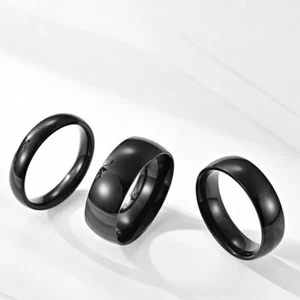 4/6/8mm Black Gold Silver Band Mens Women's 316L Stainless Steel Rings Size 5-13 - Picture 1 of 21