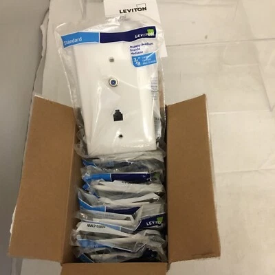 8 X Leviton Blanco 1 Banda Teléfono/Video Pared Placa Toma - 8 TOTAL Foto 1 de 4