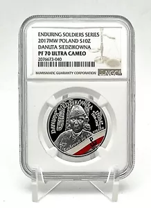 Moneda de plata Polonia 2017 10 zlotych The Enduring Soldiers Danuta Inka NGC PF70 - Imagen 1 de 6