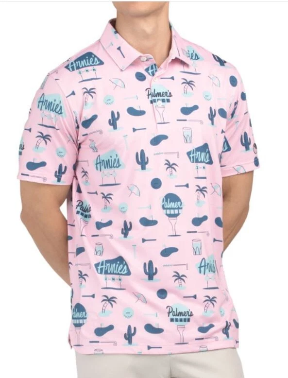 Puma Arnold Palmer Cloudspun Polo Mens Large All Over Print White Blue 537483 05