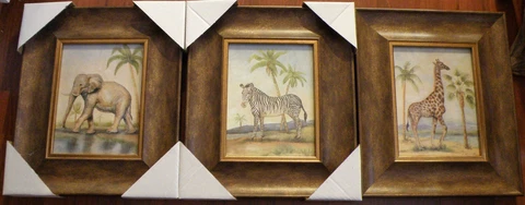 3 African Animal Theme Pictures with Frames Cover