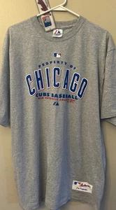 Property of Chicago Cubs Baseball T-shirt. Majestic, Large, Grey. NWT - Picture 1 of 6