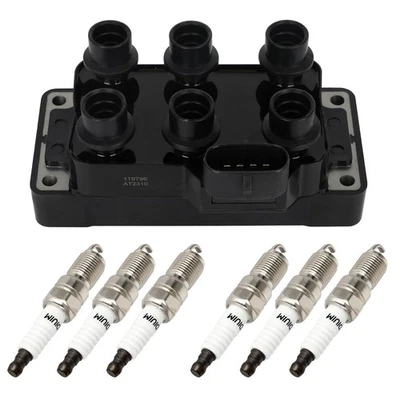 For 1994-1999 Ford Mustang V6 3.8L Ignition Coil & 6pcs Iridium Spark Plugs - Image 1 of 4