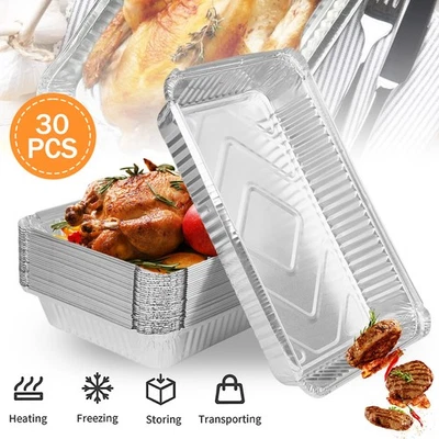 Aluschale mit Deckel 30 Stück Grill Menüschale Alufolie für Aufläufe Take Away - Bild 1 von 4