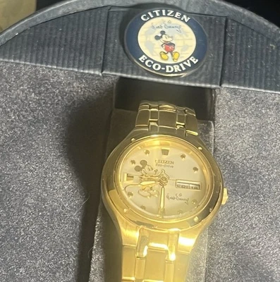 Citizen Eco-Drive Mickey Mouse Disney, Relógio Solar Feminino Ouro Amarelo, NOVO - Imagem 1 de 4