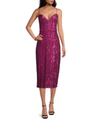 DONNA KARAN NEW YORK Womens Pink Lined Slit Back Hem Maxi Dress 16 - Image 1 of 3