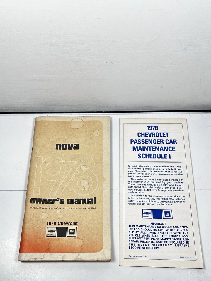 Chevrolet Nova 1978 manual del propietario y programa de mantenimiento color desvanecido Foto 1 de 3