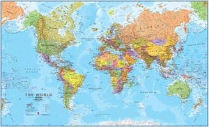 Maps International Giant World Map - Mega-Map Of The 46 x 80 Laminated - Picture 1 of 5