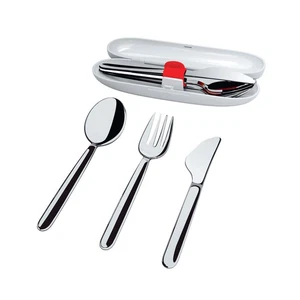 Alessi SA04S3 G Food à Porter Travel Cutlery Set: Spoon, Fork, Knife in 18/10... - Picture 1 of 1