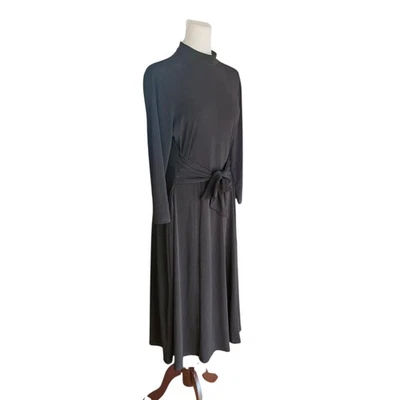 NEW The Collection women's tie front midi dress size 14 black fit & flare jersey - image 1 of 4