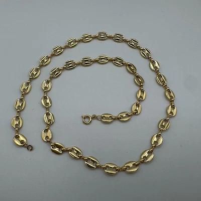 Chaîne Vintage Grain De Café - plaque or - Photo 1/3