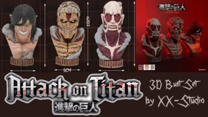 Attack on Titan 3D Titan Busts with Light Up Eyes set of three by XX-Studio - Foto 1 di 9