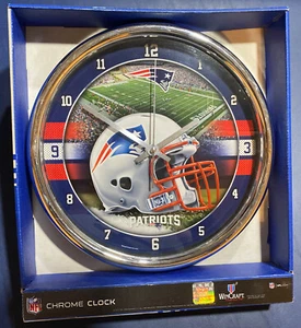 NFL New England Patriots 2012 NOS Chrome Clock 12” Super Bowl XLVI - Picture 1 of 9