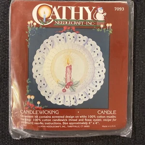 1980s Cathy Needlecraft Star 7093 Candlewicking Ornament Kit VTG NIP - Picture 1 of 4