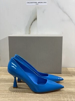 Sergio Levantesi  Decollete Donna Julia Pelle Azzurro  Luxury Woman Shoes 38.5 - Immagine 1 di 4