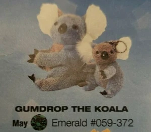 Vintage 2000 AVON Full o' Beans May Birthstone "Gumdrop Koala" Plush Set 2 MIP - Picture 1 of 9