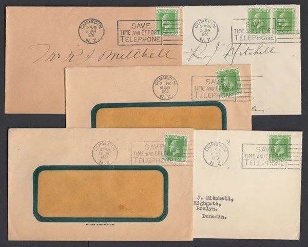 NUEVA ZELANDA AÑOS 30 FUNDAS ESLOGAN x5 "AHORRA TIEMPO Y ESFUERZO TELÉFONO" (ID:D31387) Foto 1 de 1