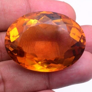 120 Cts VVS Hydro Citrine 38mm 29mm Oval Faceted Cut Sparkling Loose Gemstone - Picture 1 of 6