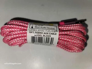 Cavo audio aux in tessuto Wireless Gear 10 piedi - rosa - Foto 1 di 2