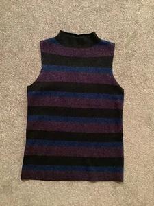9 west women’s XS Purple Blue Black Metallic Shirt New With Tags - Picture 1 of 6