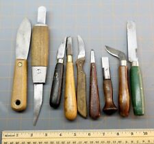 Lot of 9 Old Vintage wood carving Knives chisels Tools
