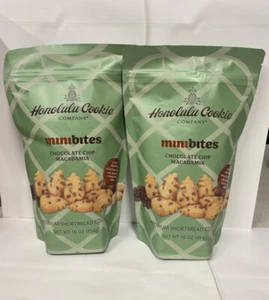 Honolulu Cookie Co. Mini Bocados Chocolate Chip Macadamia Pan Corto 16oz Bolsa x2 - Imagen 1 de 3